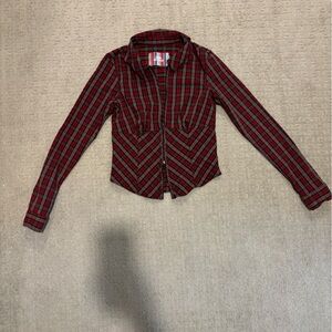 Urban Outfitters Red and Gray Plaid Shirt small